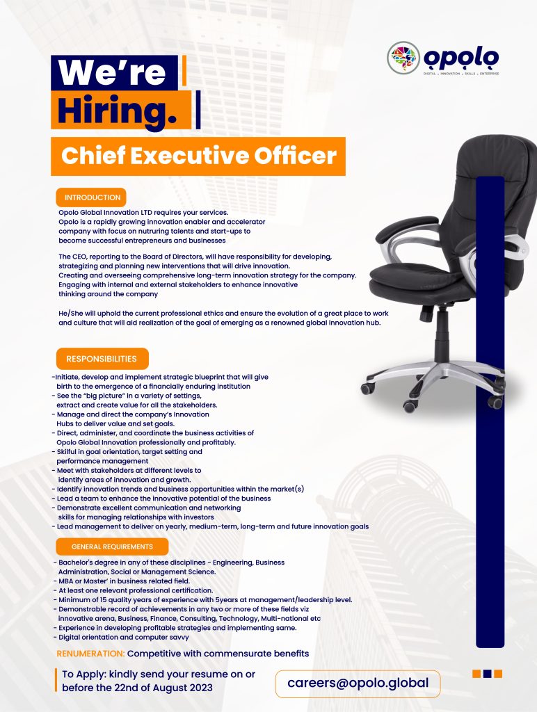 Ceo Job Posts Join Our Team – Chief Executive Officer – Opolo Global Innovation